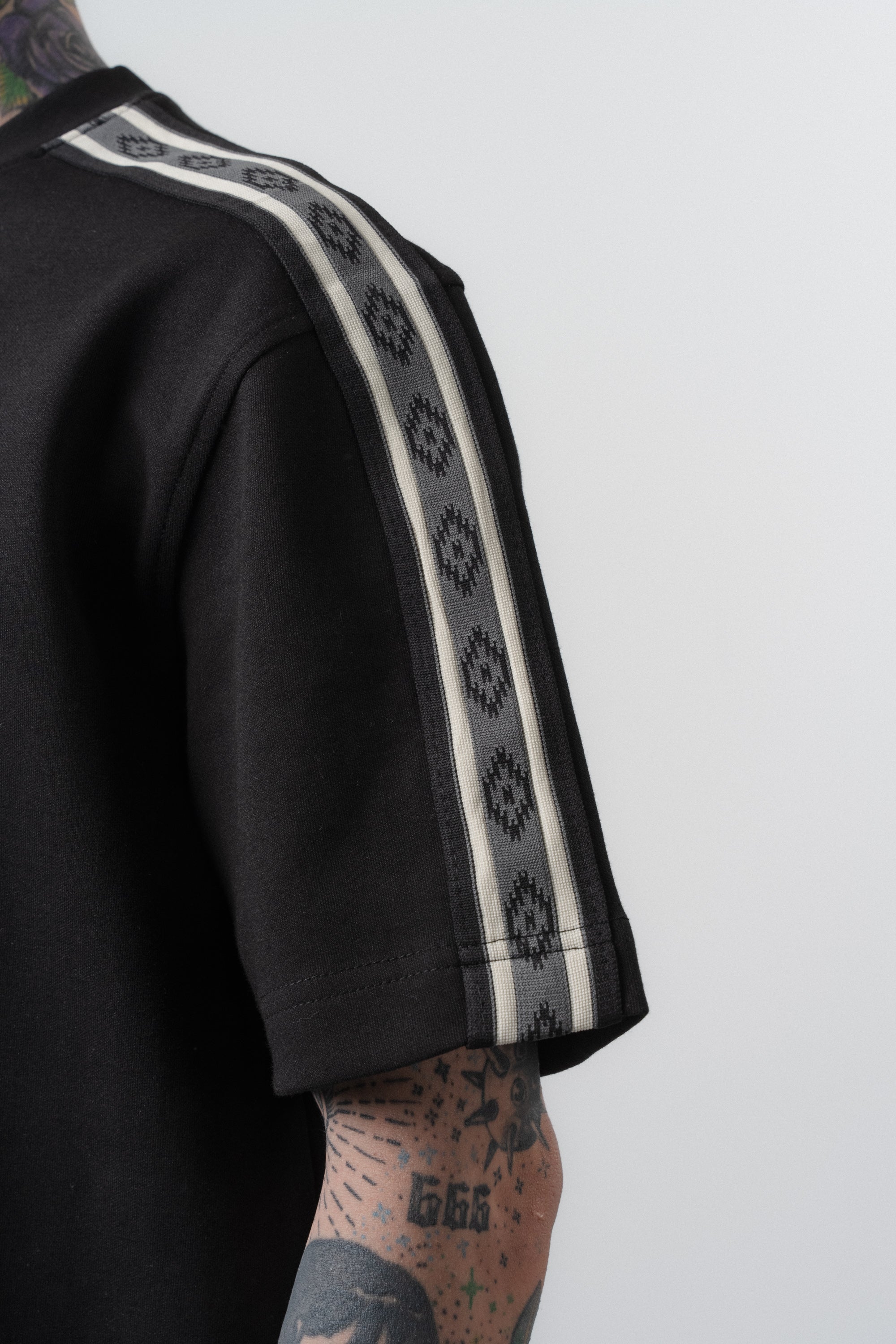Ethnic Striped Regular Fit Tracksuit Black