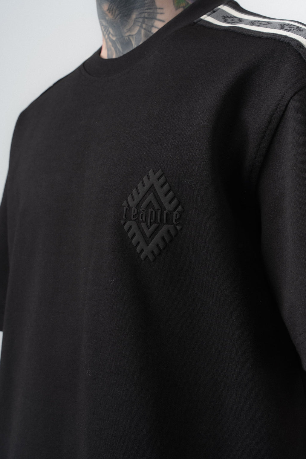 Ethnic Striped Regular Fit Tracksuit Black