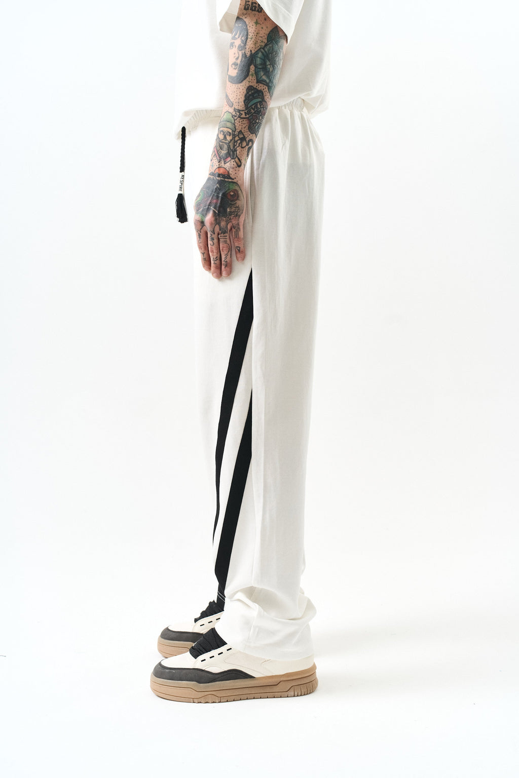 Stripe Detailed Baggy Sweatpant Ecru