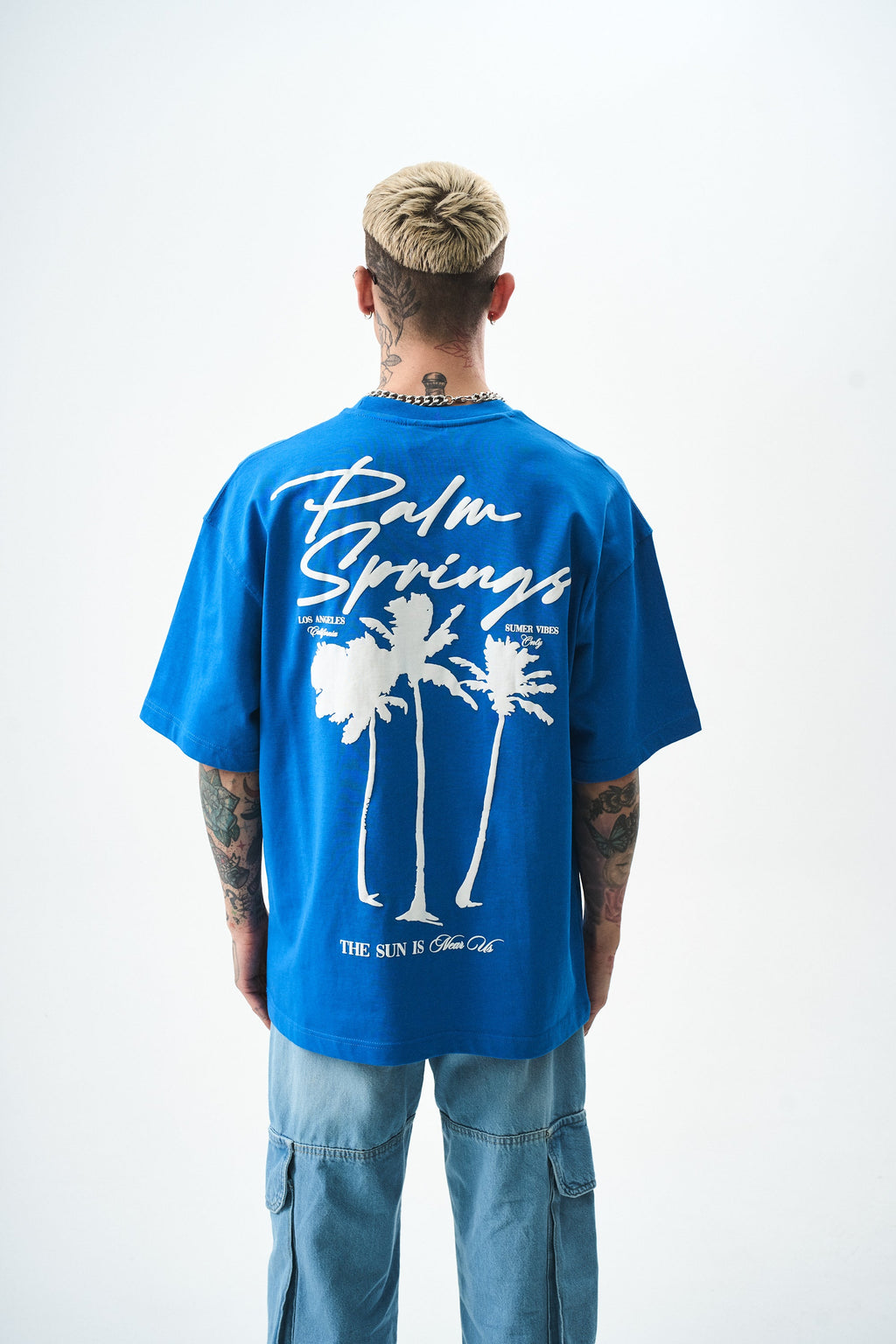 Palm Oversized T-Shirt Blue