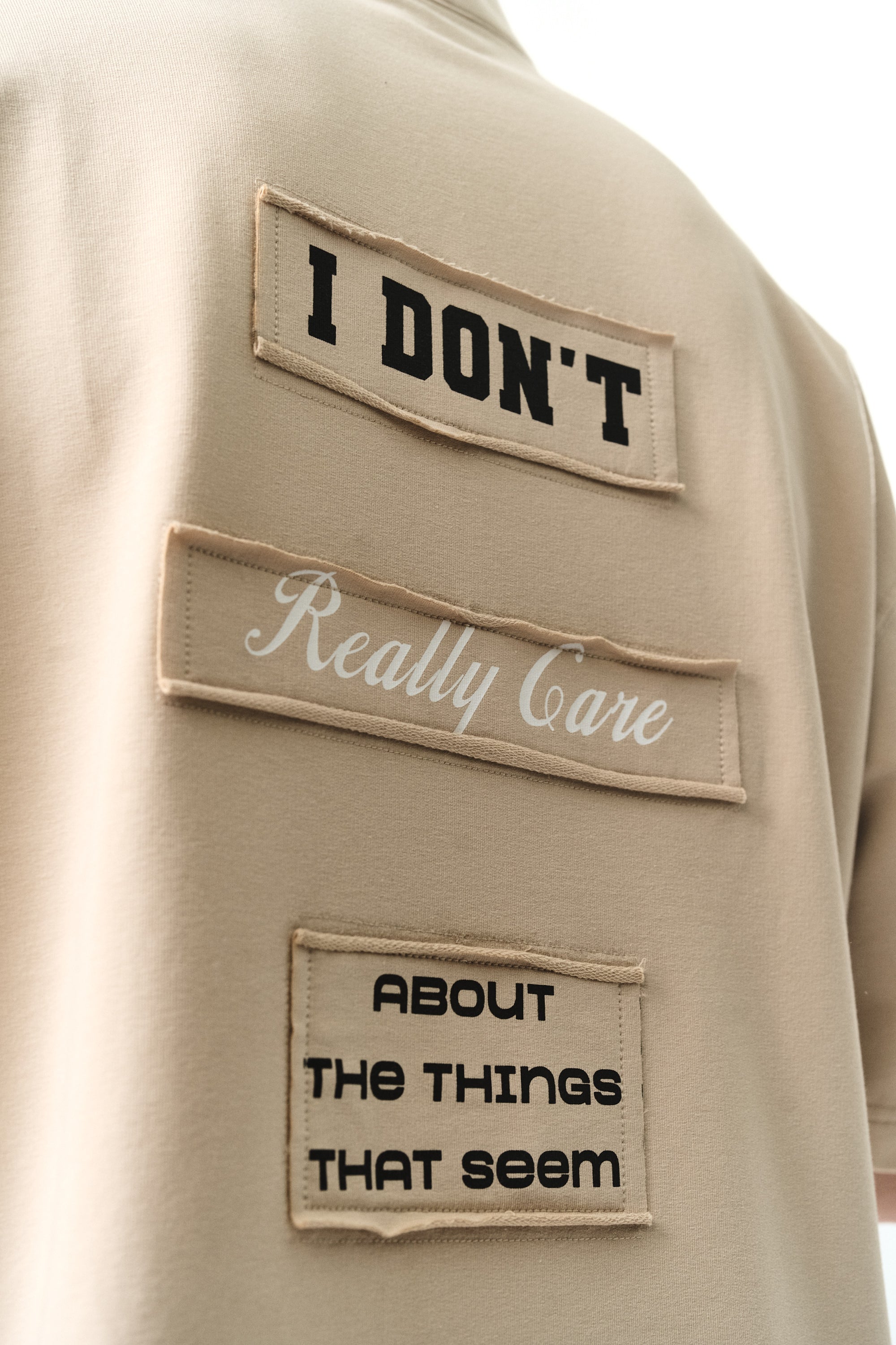 I Don't Oversized T-Shirt Beige