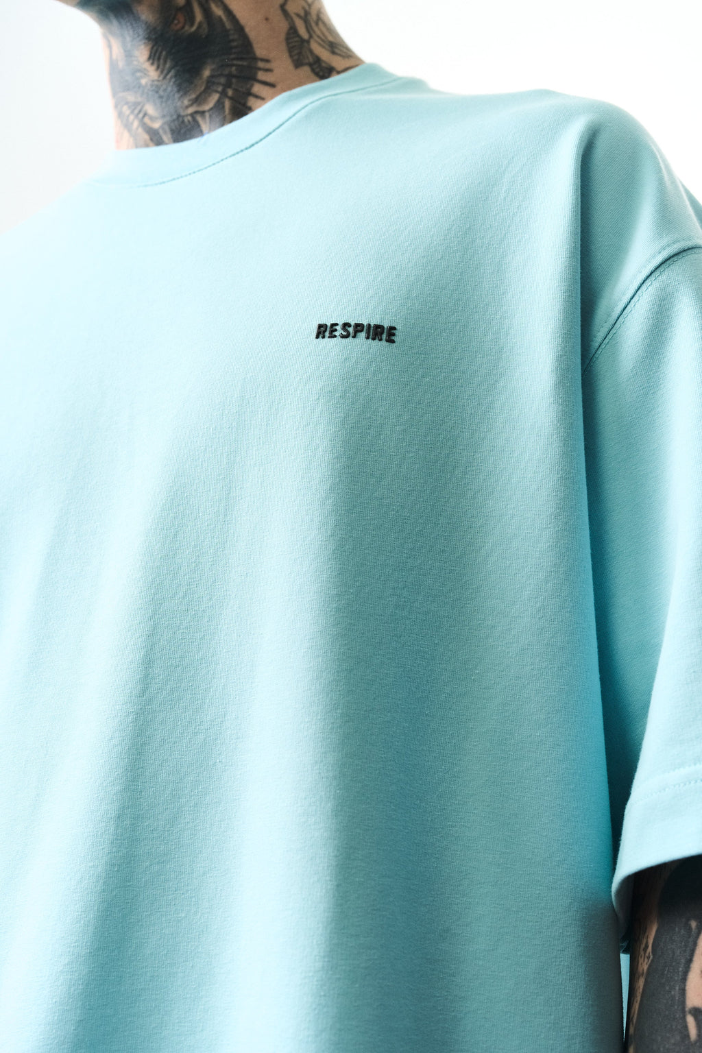 Respire Injection Printed Oversized T-Shirt Baby Blue