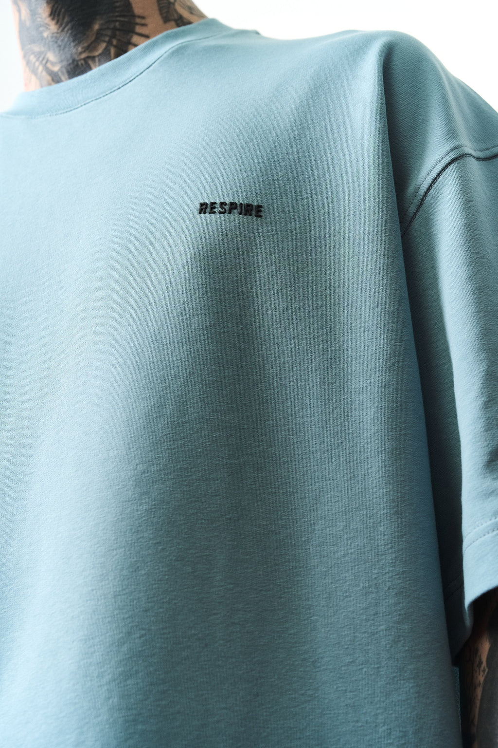 Respire Injection Printed Oversized T-Shirt Light Blue