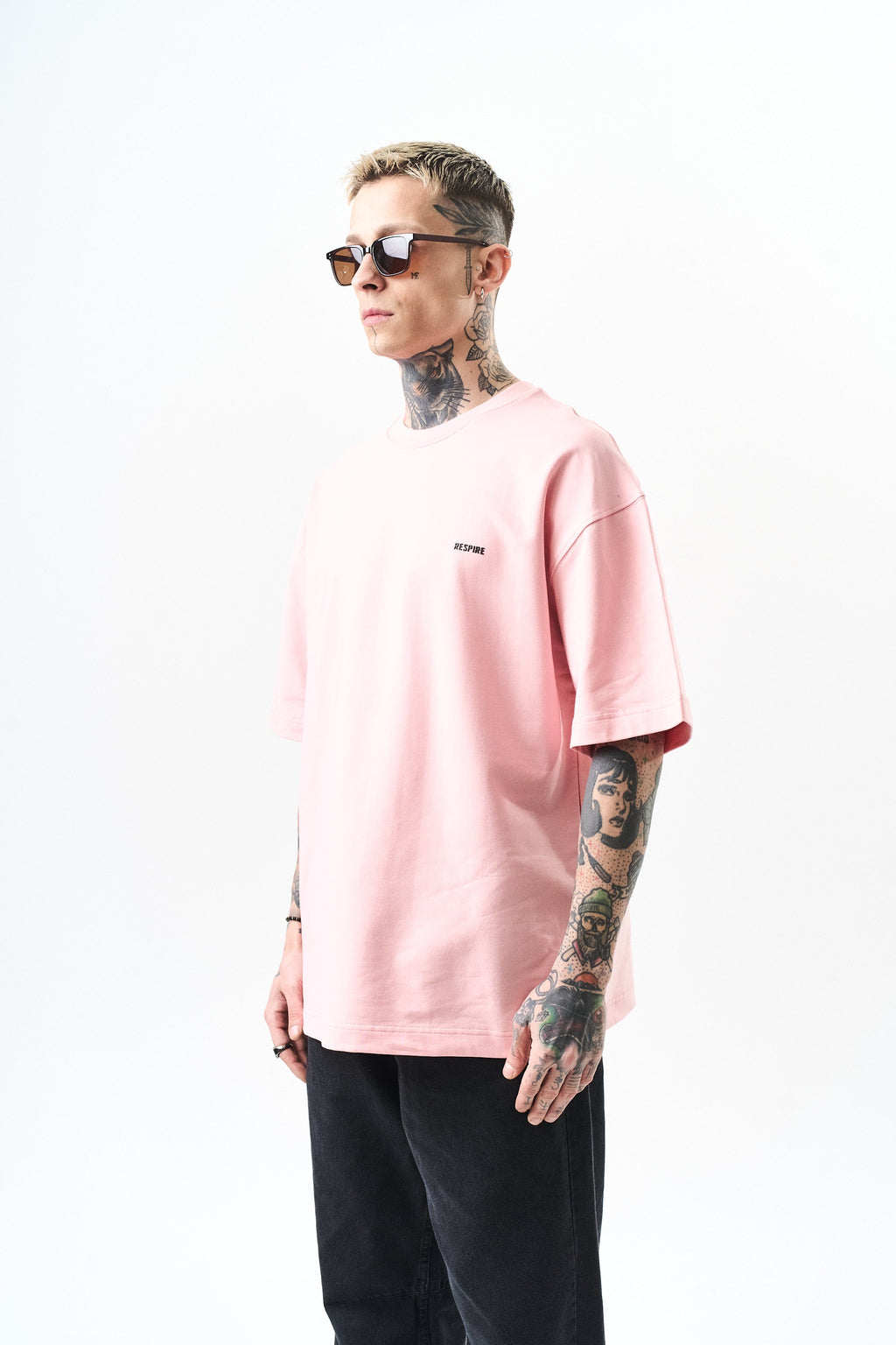 Respire Injection Printed Oversized T-Shirt Salmon