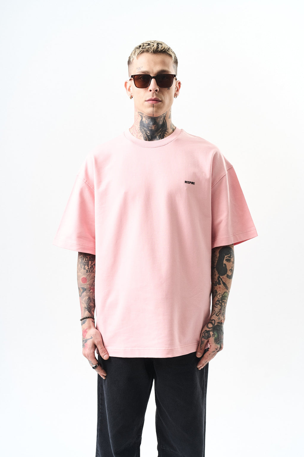Respire Injection Printed Oversized T-Shirt Salmon