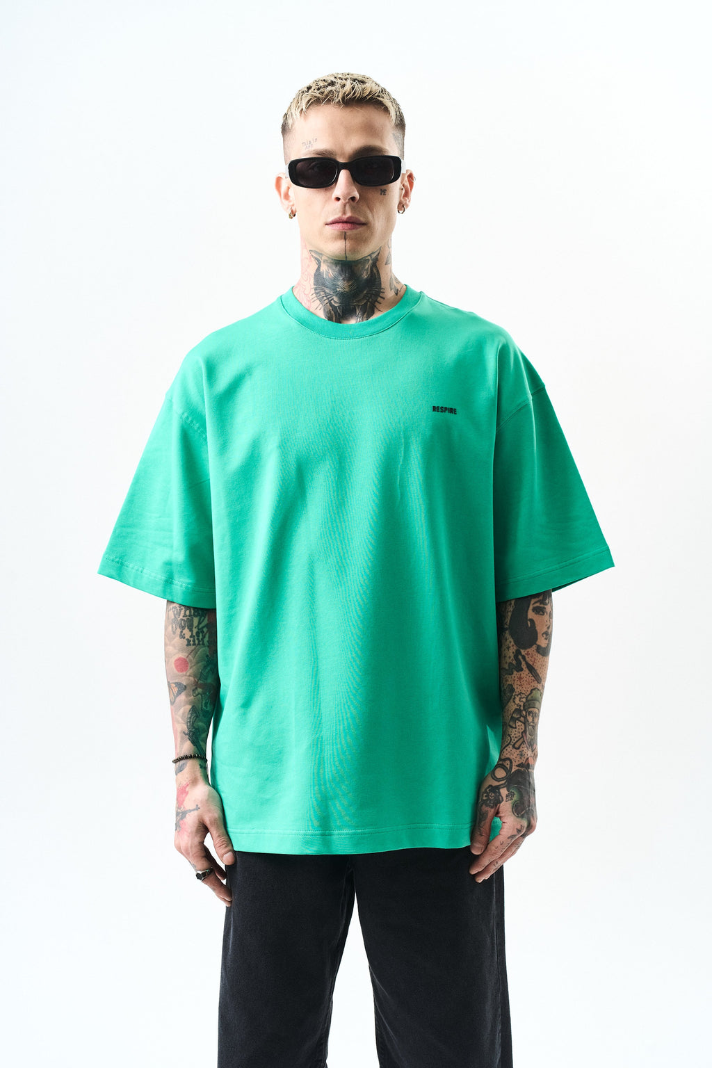 Respire Injection Printed Oversized T-Shirt Green