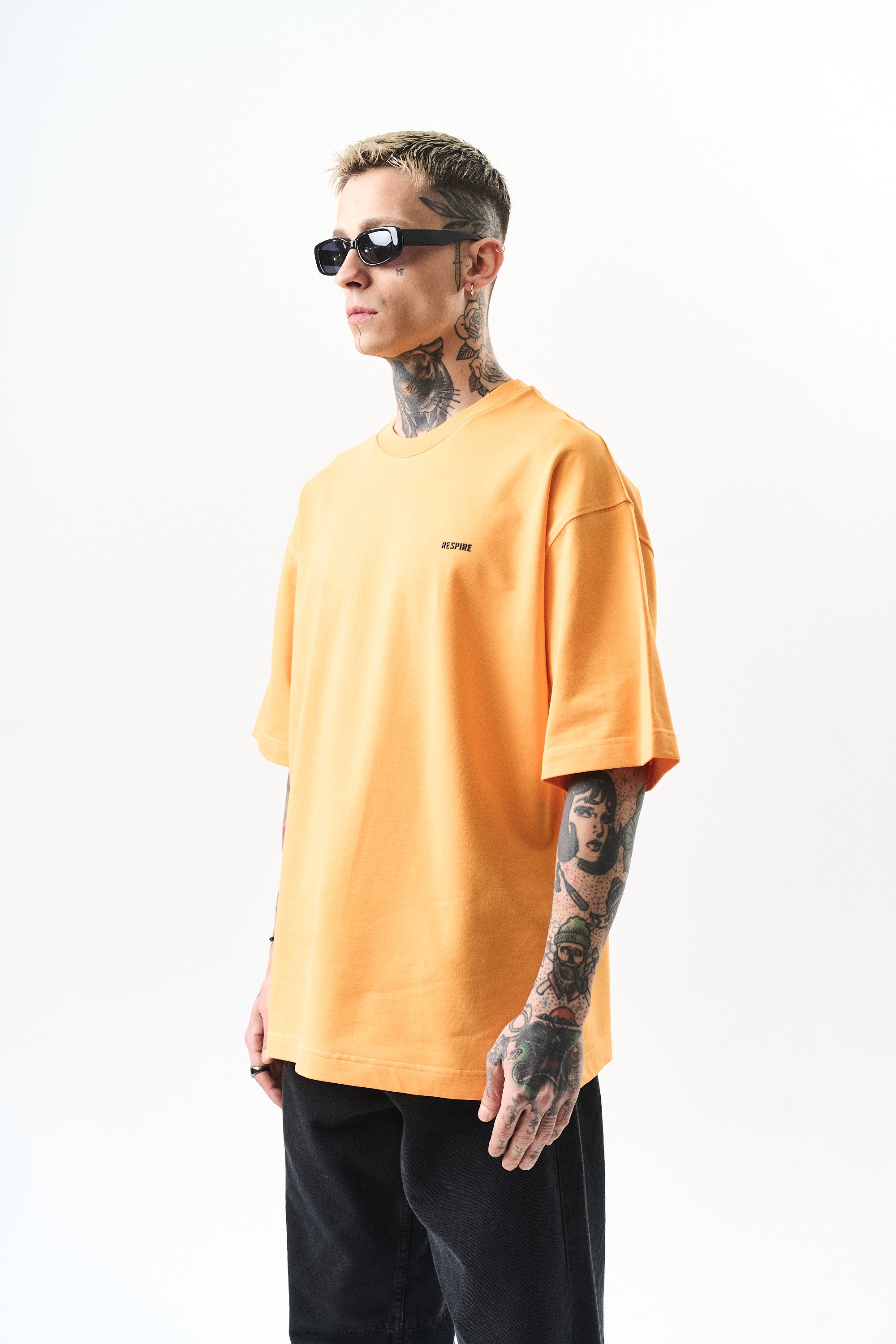 Respire Injection Printed Oversized T-Shirt Orange