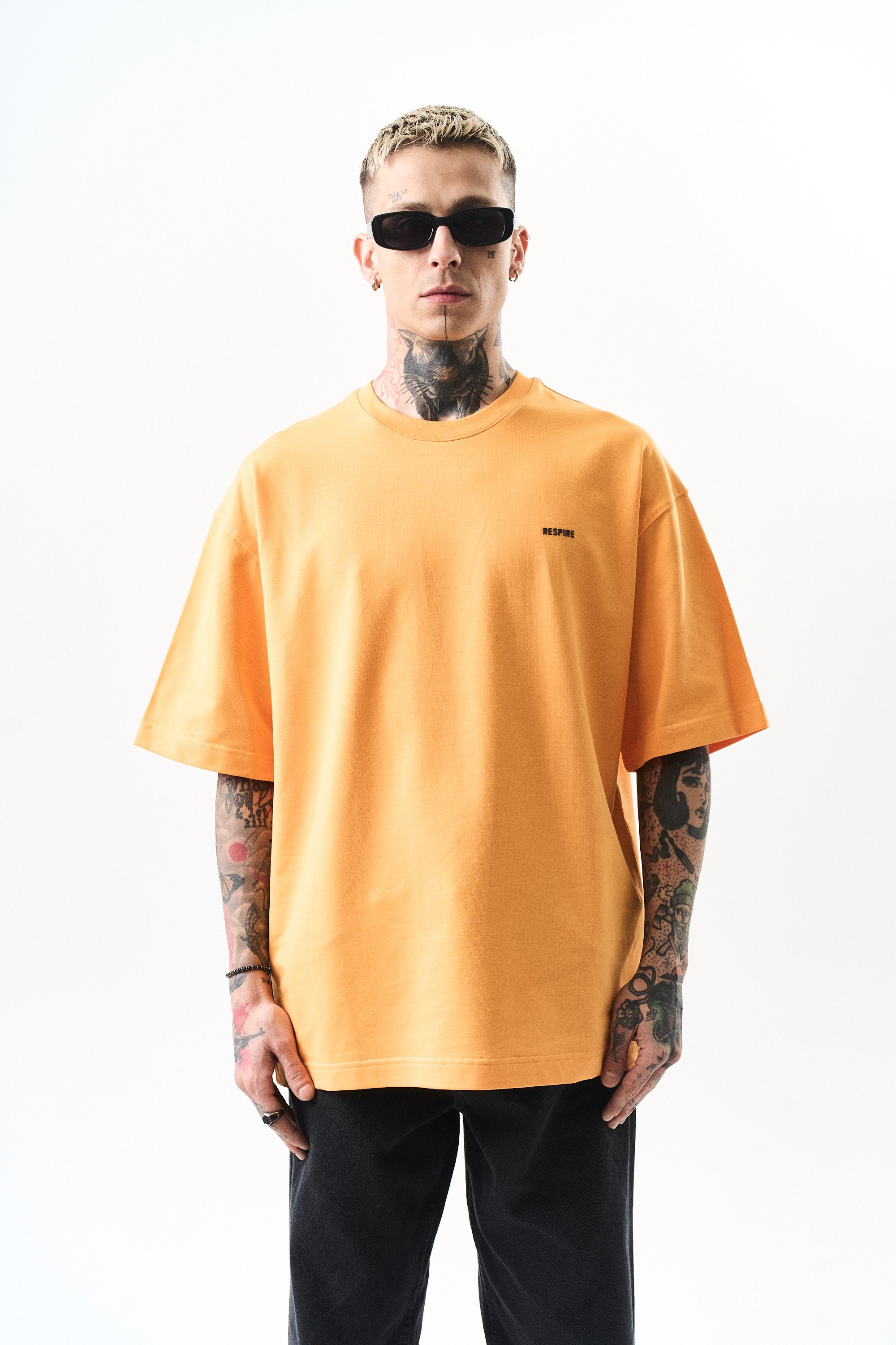 Respire Injection Printed Oversized T-Shirt Orange