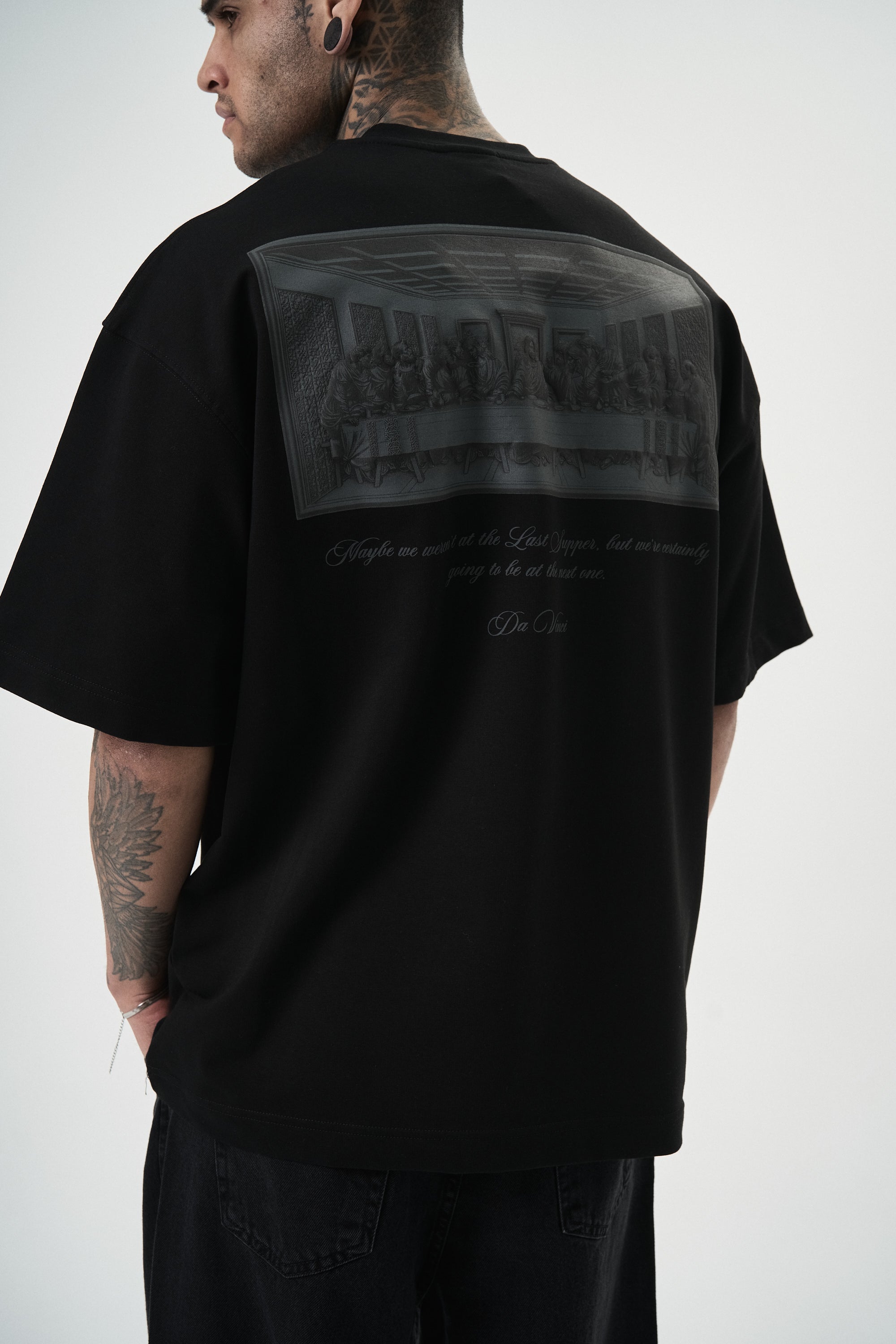 Da Vinci Oversized T-Shirt Black