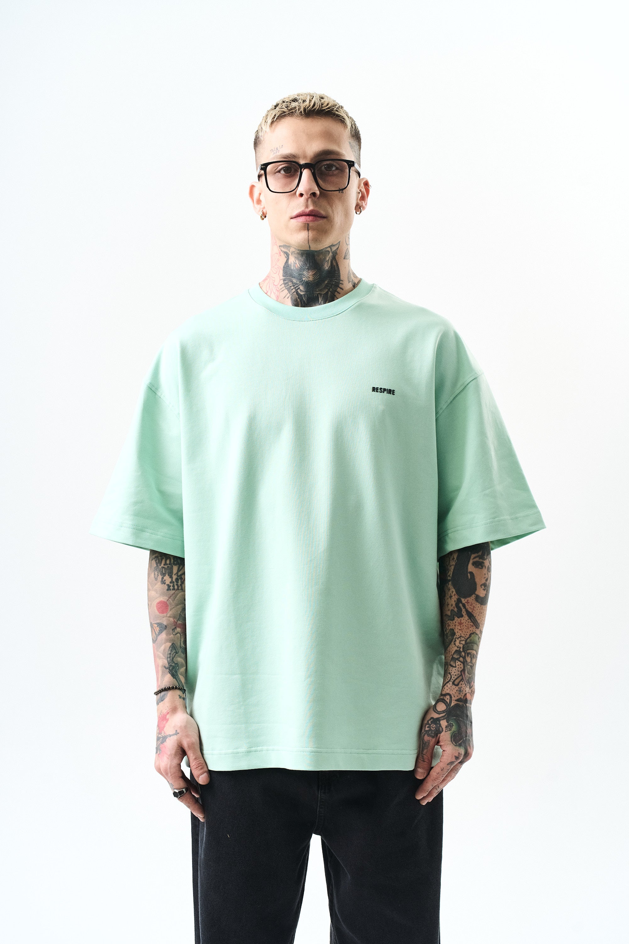 Respire Injection Printed Oversized T-Shirt Mint Green