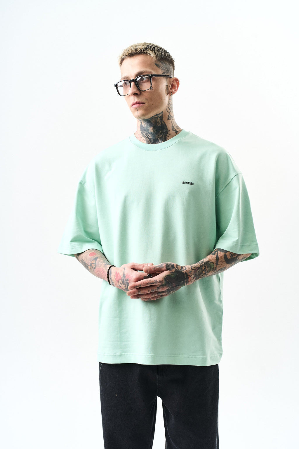 Respire Injection Printed Oversized T-Shirt Mint Green