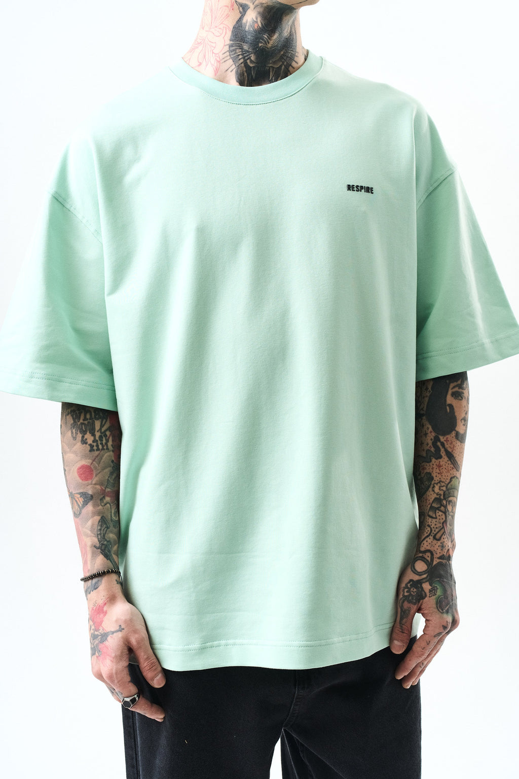 Respire Injection Printed Oversized T-Shirt Mint Green