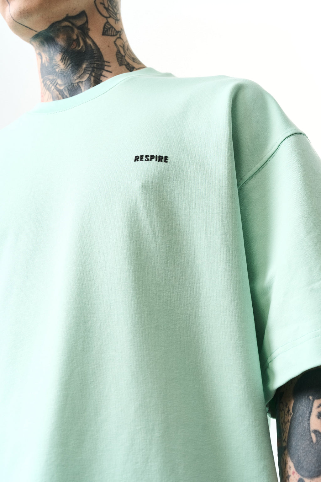 Respire Injection Printed Oversized T-Shirt Mint Green
