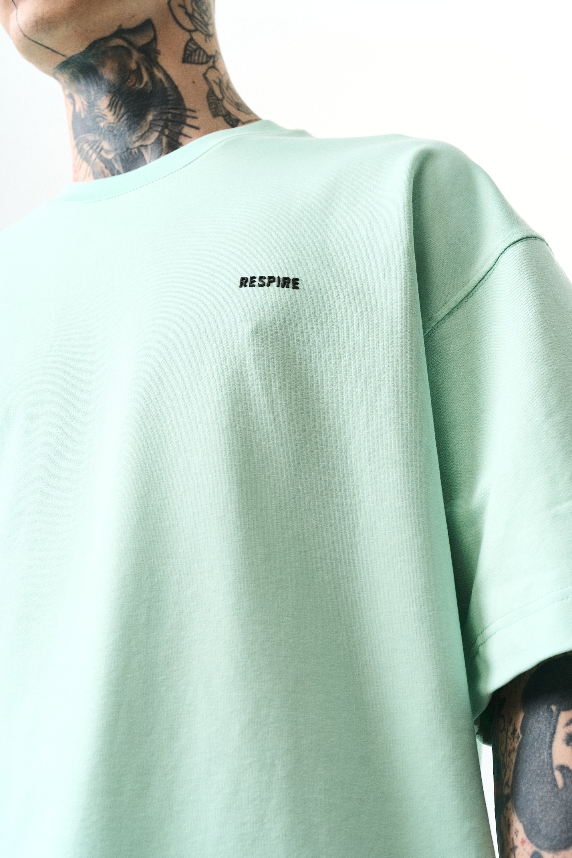 Respire Injection Printed Oversized T-Shirt Mint Green