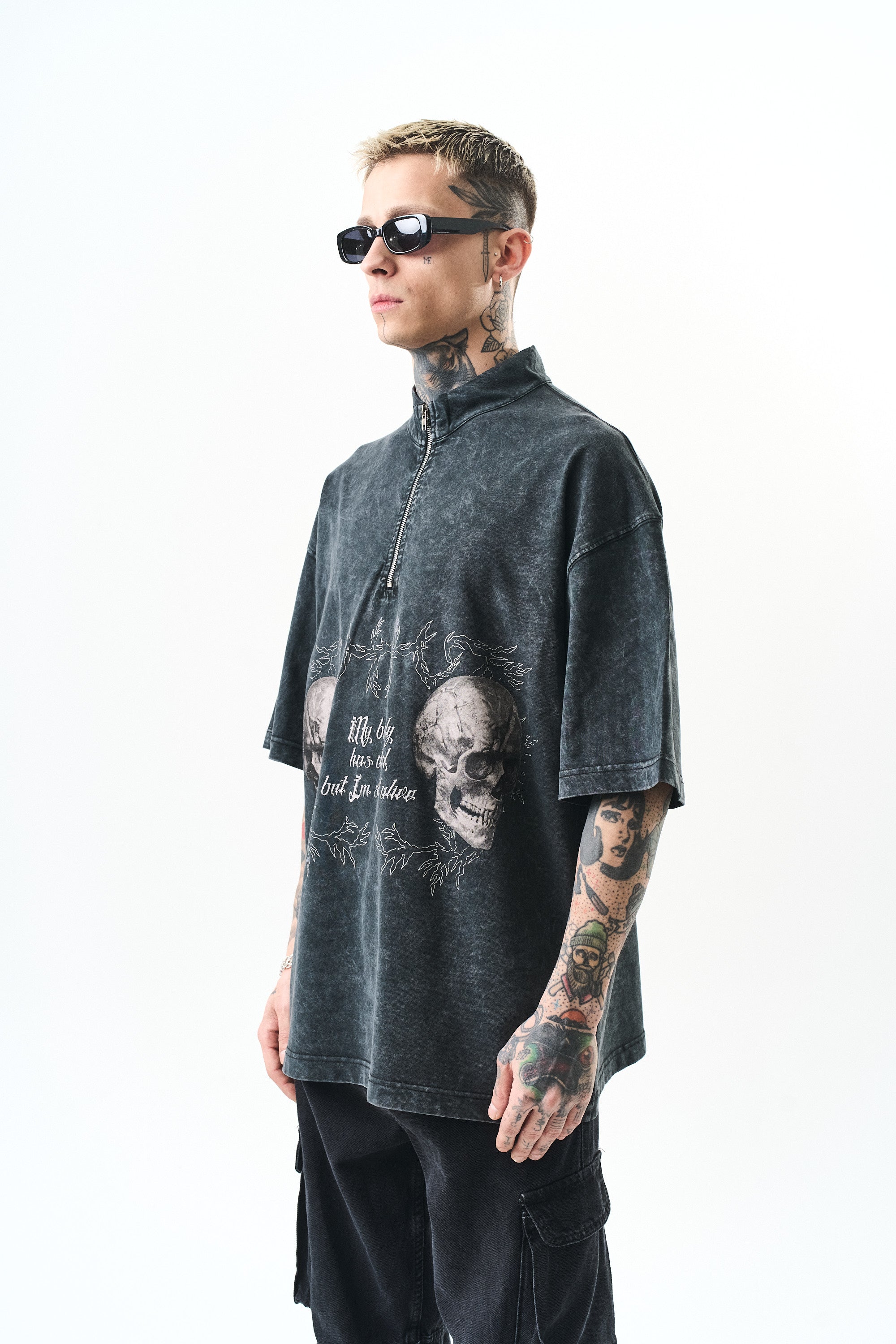 Still Alive Washed Oversized T-Shirt Black