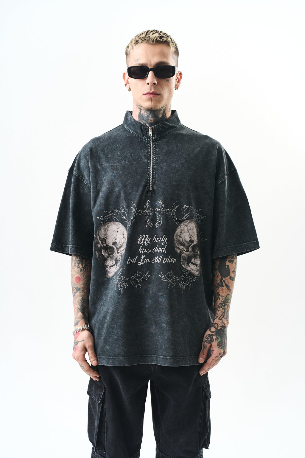 Still Alive Washed Oversized T-Shirt Black