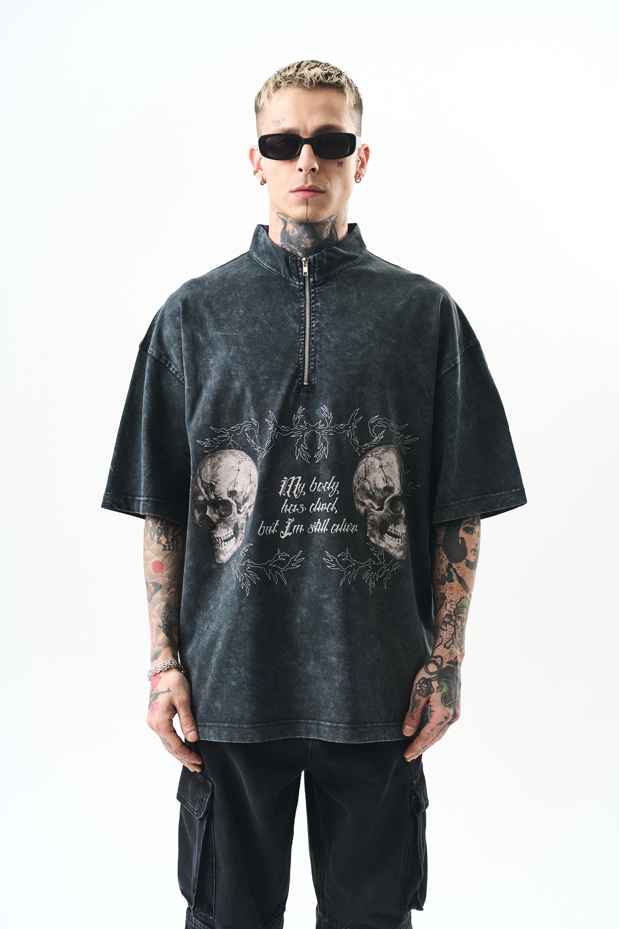 Still Alive Washed Oversized T-Shirt Black