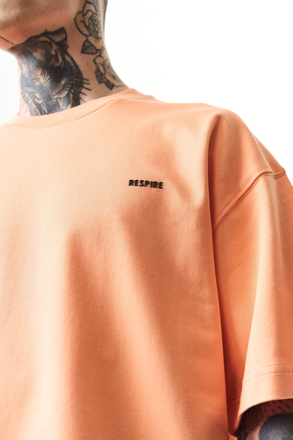 Respire Injection Printed Oversized T-Shirt Peach