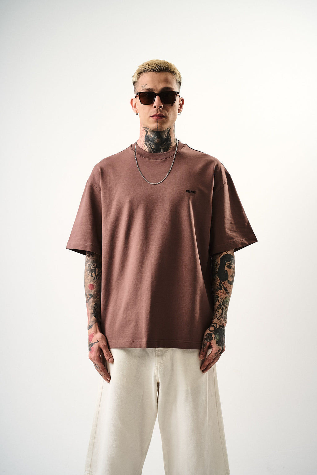 Respire Injection Printed Oversized T-Shirt Brown