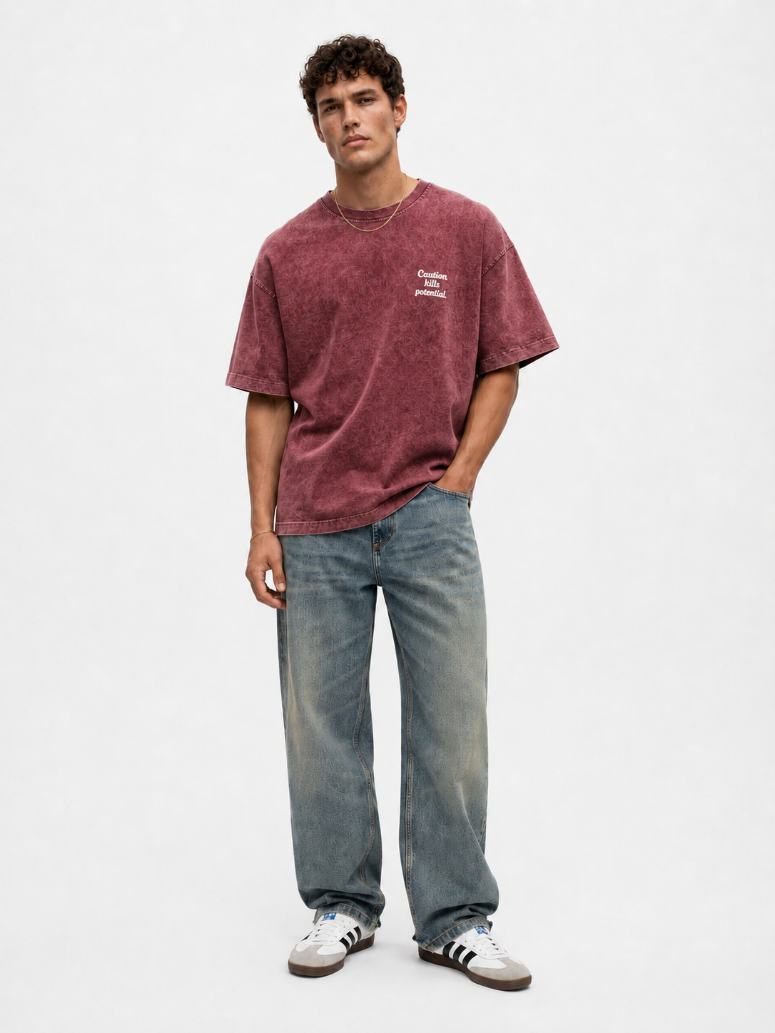 Potential Washed Oversized T-Shirt Burgundy