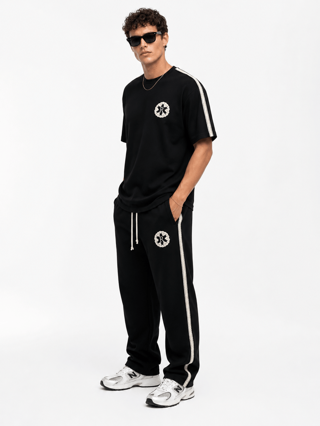 R Embroidered Regular Fit Tracksuit Black