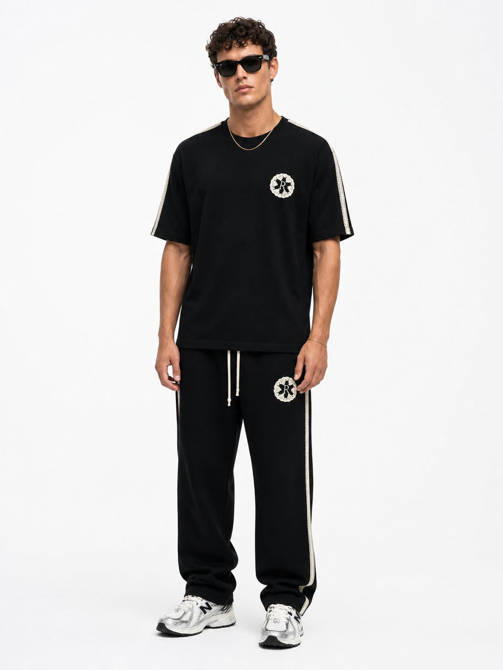 R Embroidered Regular Fit Tracksuit Black