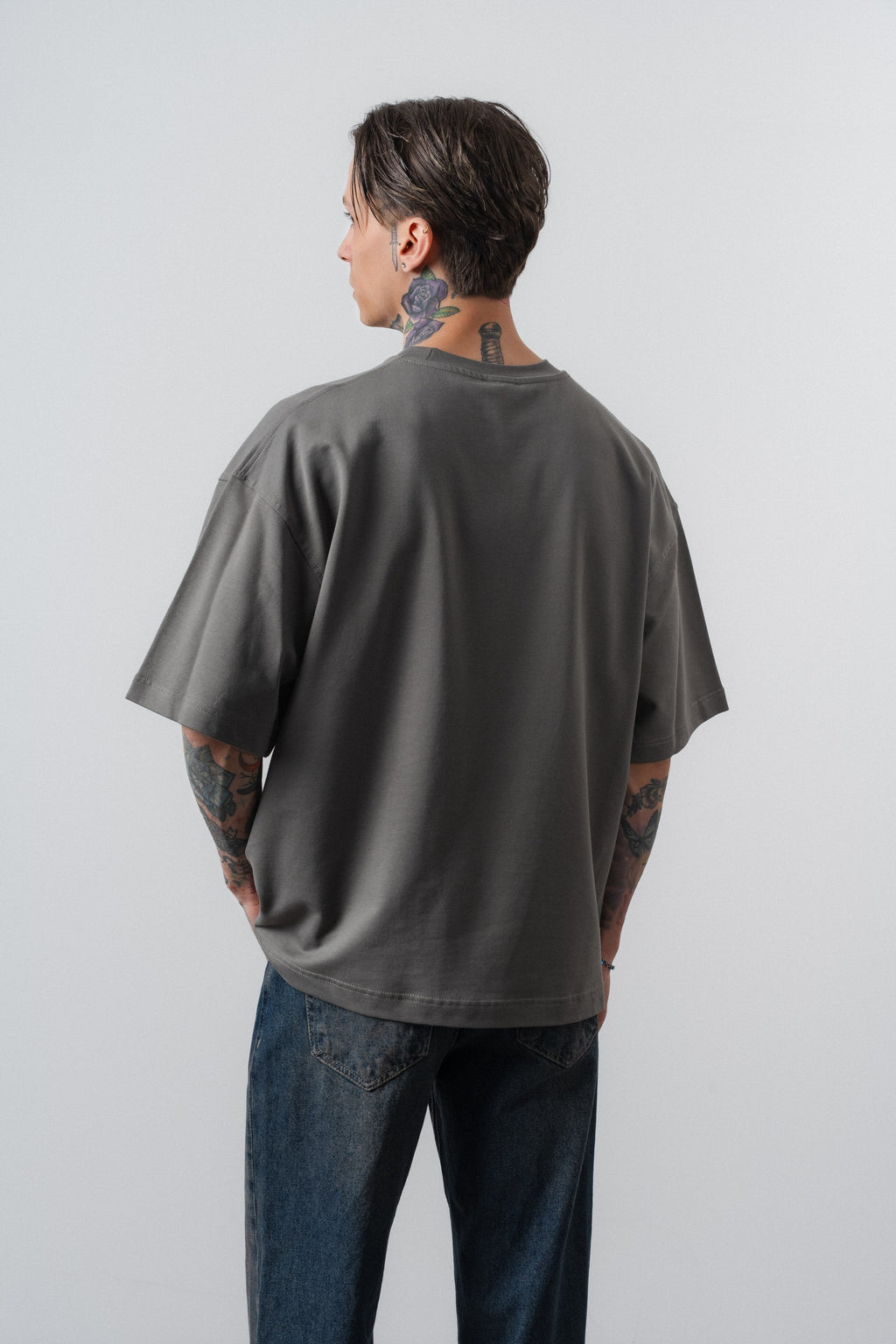 Respire Injection Printed Oversized T-Shirt Khaki
