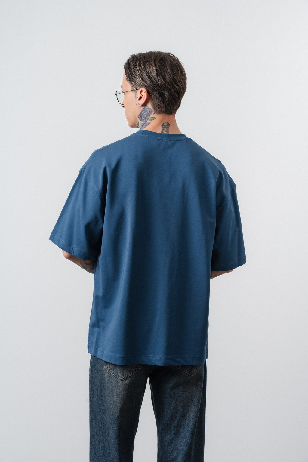 Respire Injection Printed Oversized T-Shirt Navy Blue