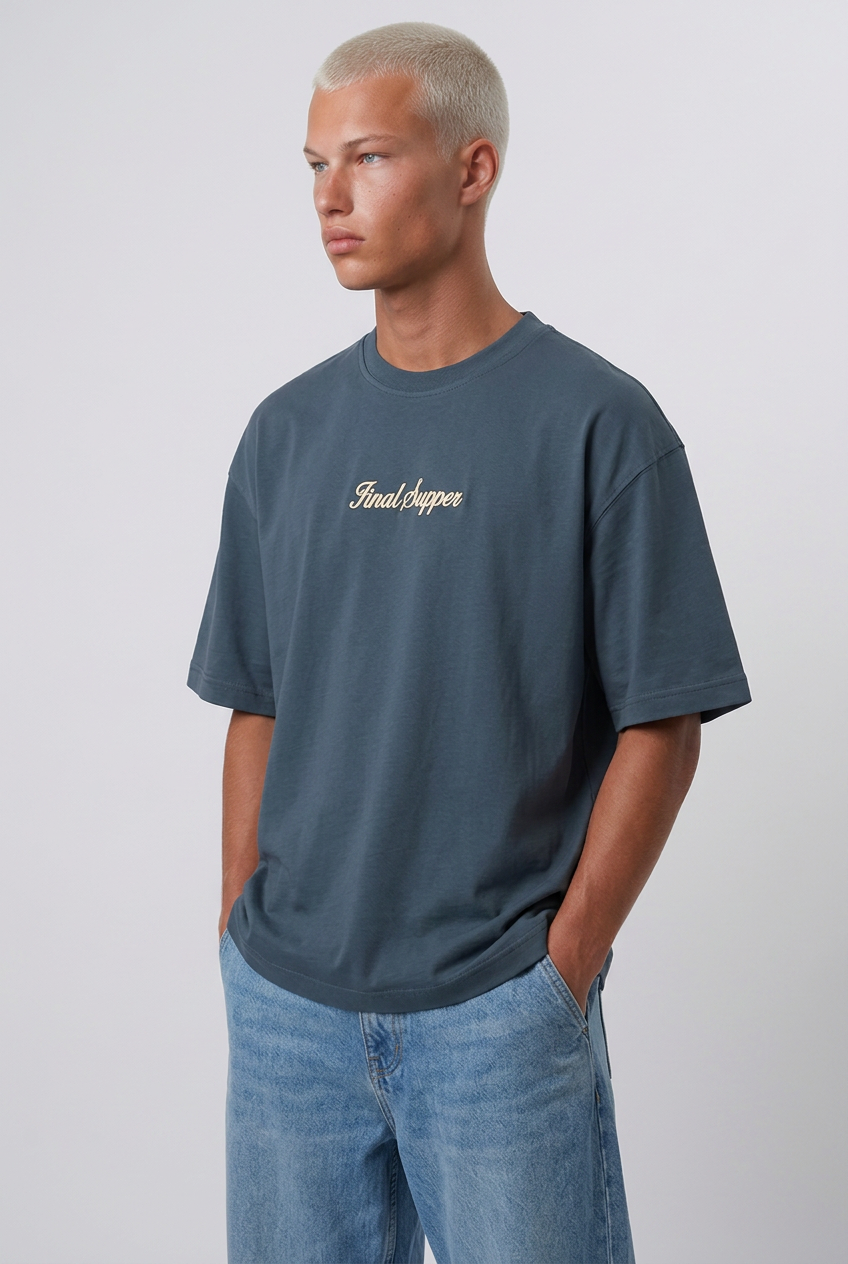 Final Supper Oversized T-Shirt Petrol Blue