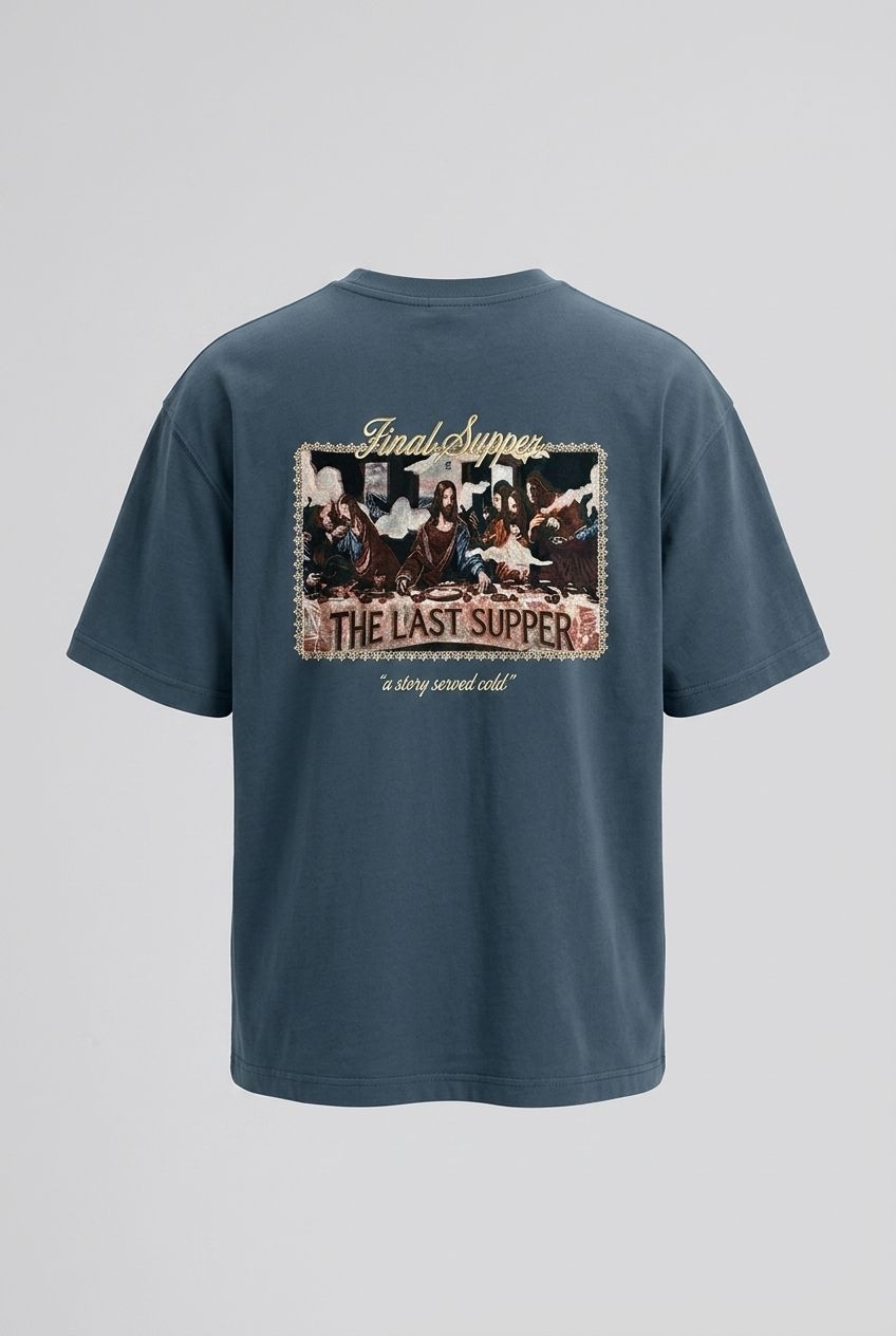 Final Supper Oversized T-Shirt Petrol Blue