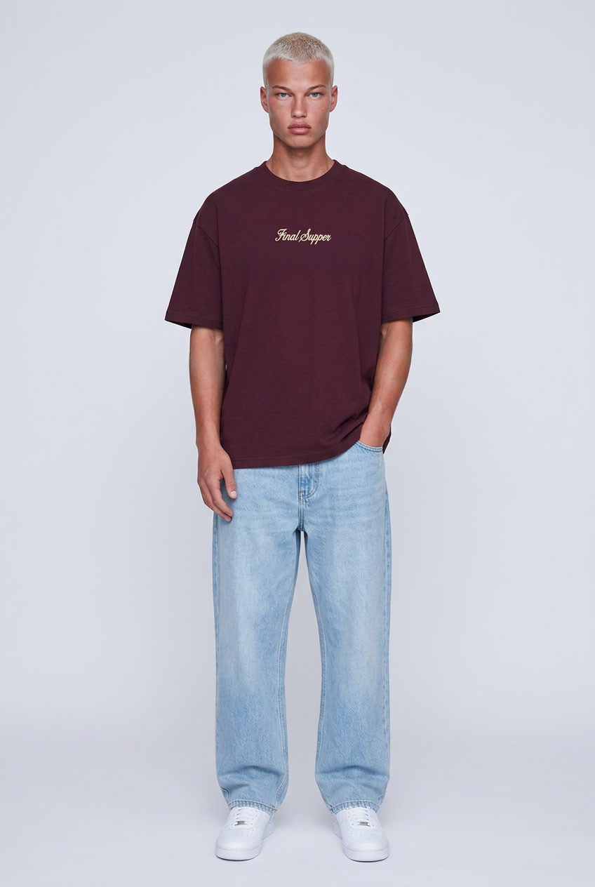 Final Supper Oversized T-Shirt Burgundy
