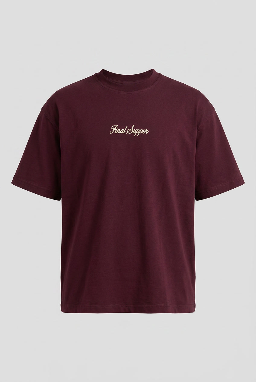 Final Supper Oversized T-Shirt Burgundy