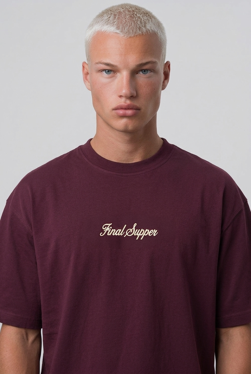Final Supper Oversized T-Shirt Burgundy