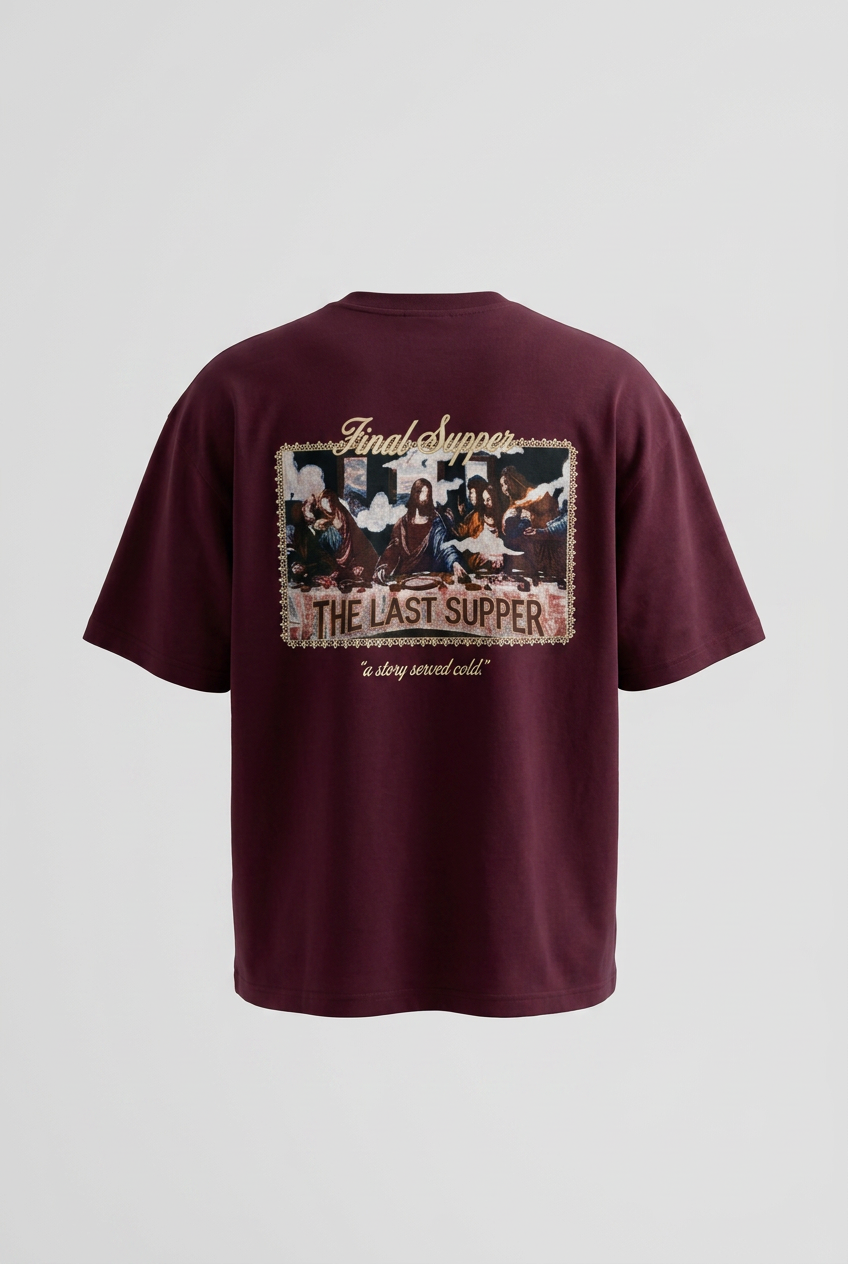 Final Supper Oversized T-Shirt Burgundy