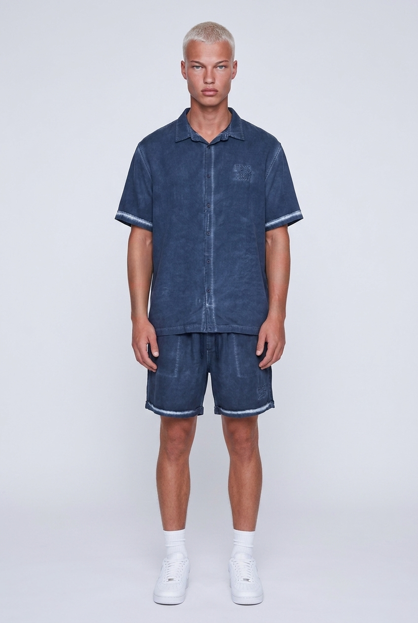 Washed Shirt Set Navy