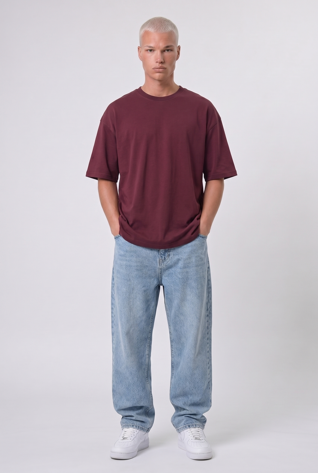 Basic Oversized T-Shirt 24/1 Burgundy
