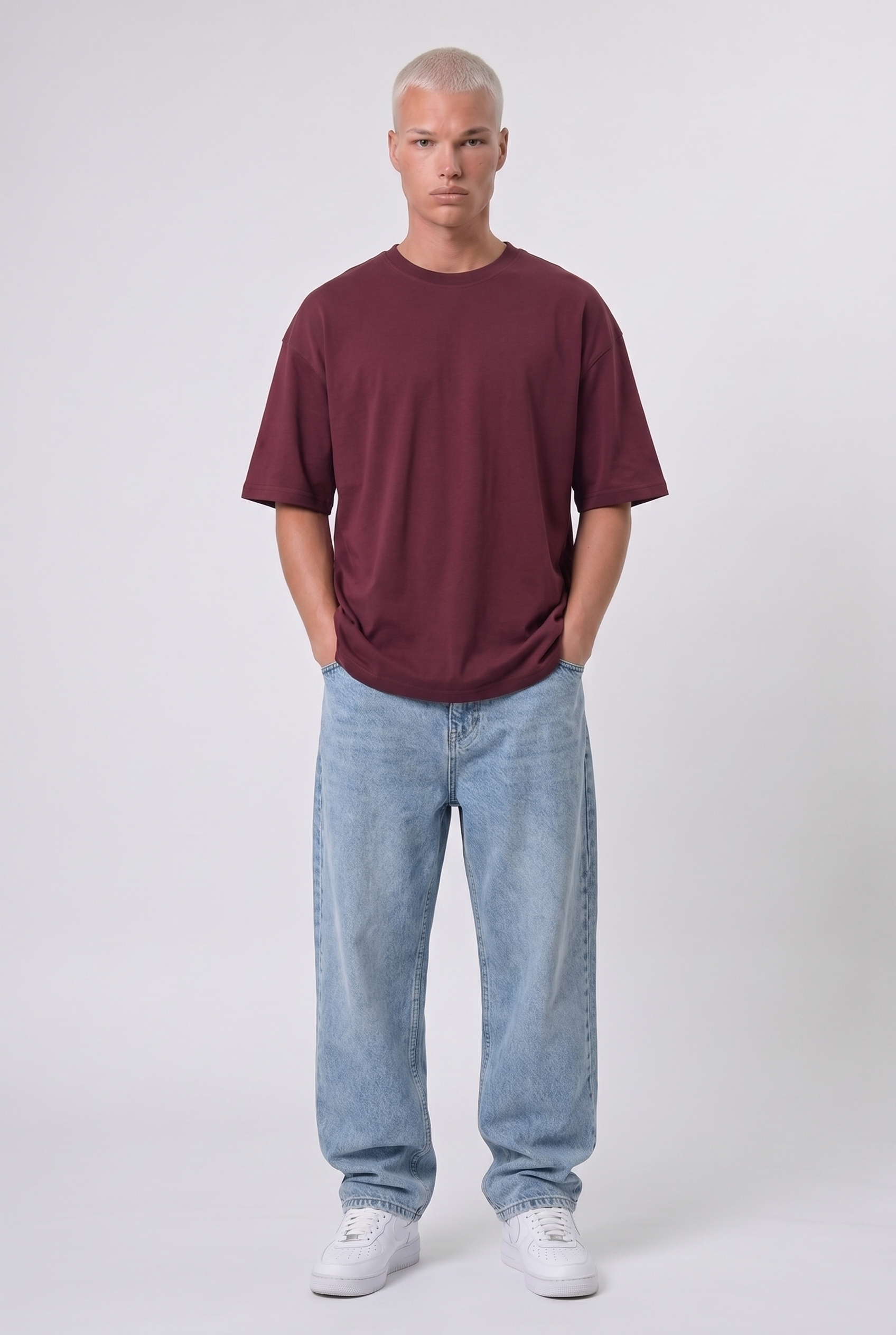 Basic Oversized T-Shirt 24/1 Burgundy
