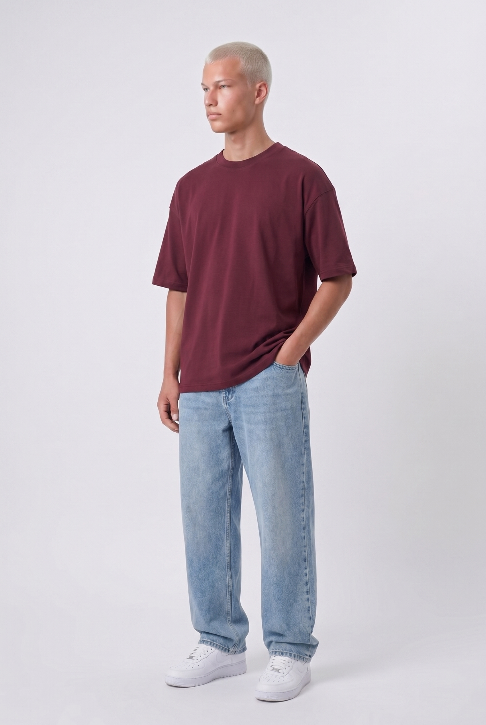 Basic Oversized T-Shirt 24/1 Burgundy