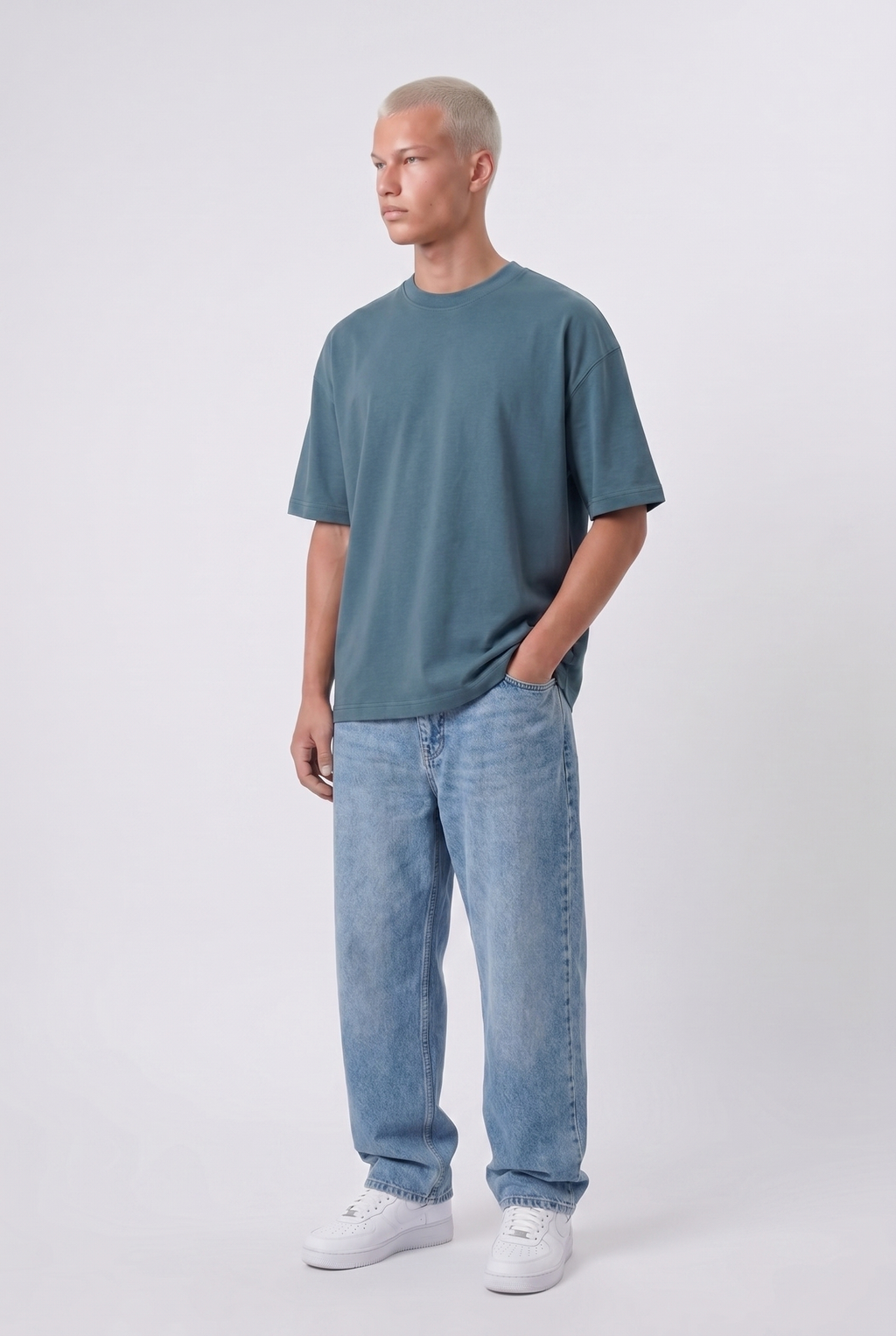 Basic Oversized T-Shirt 24/1 Petrol Blue