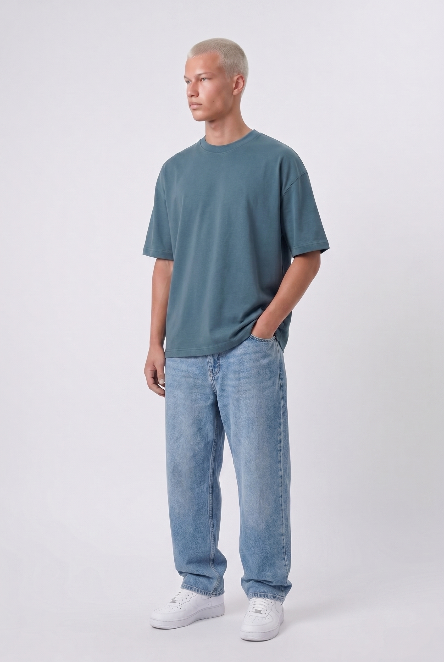 Basic Oversized T-Shirt 24/1 Petrol Blue