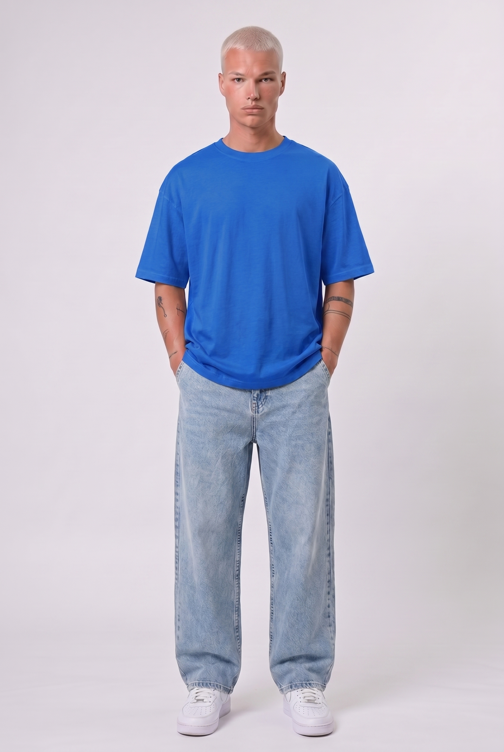 Basic Oversized T-Shirt 24/1 Sax Blue