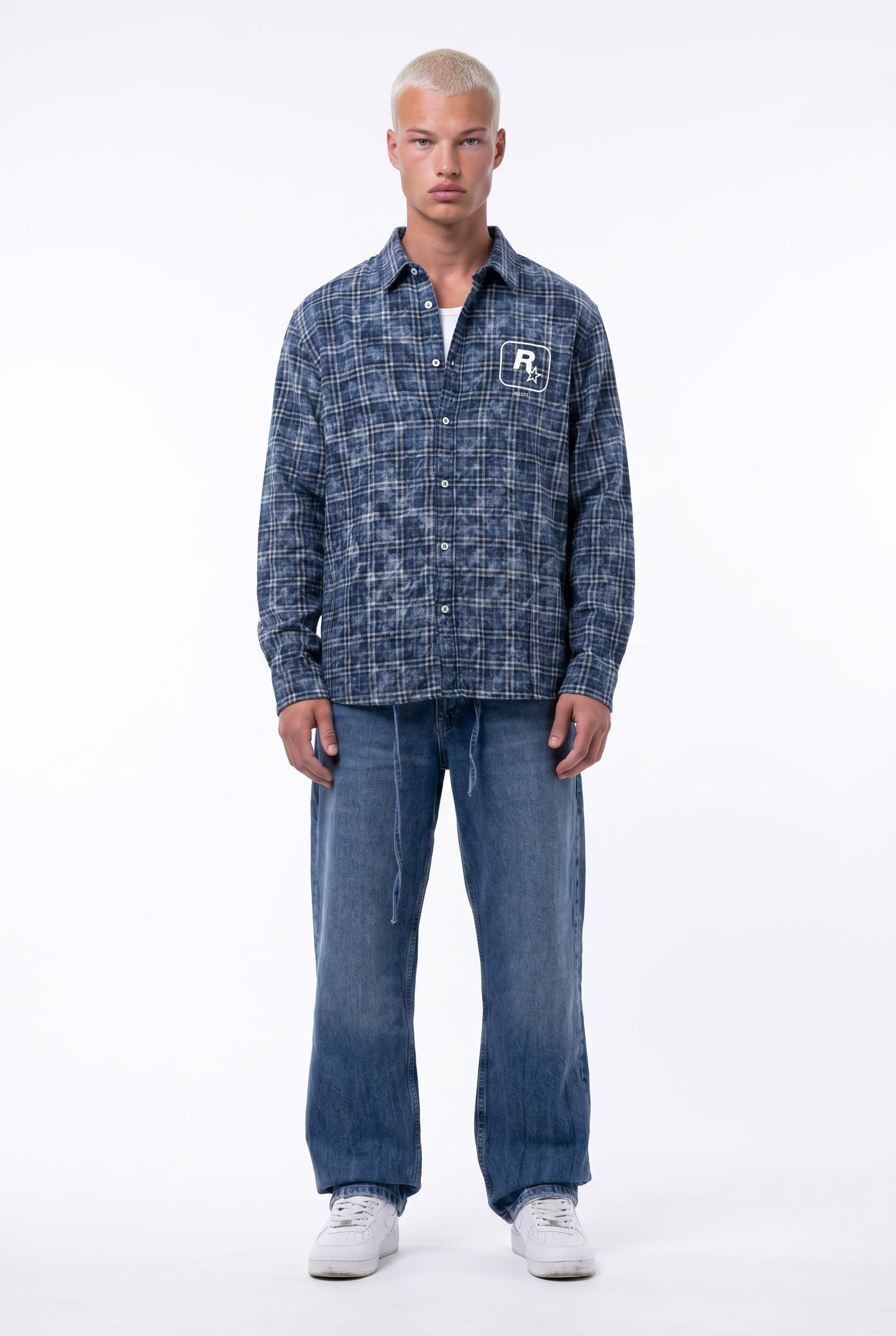R Oversized Shirt Blue