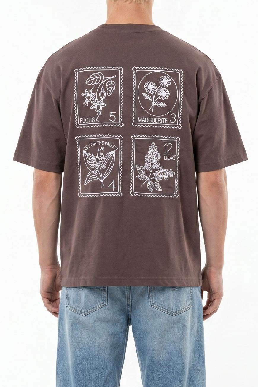 Embroidered Oversized T-Shirt Brown