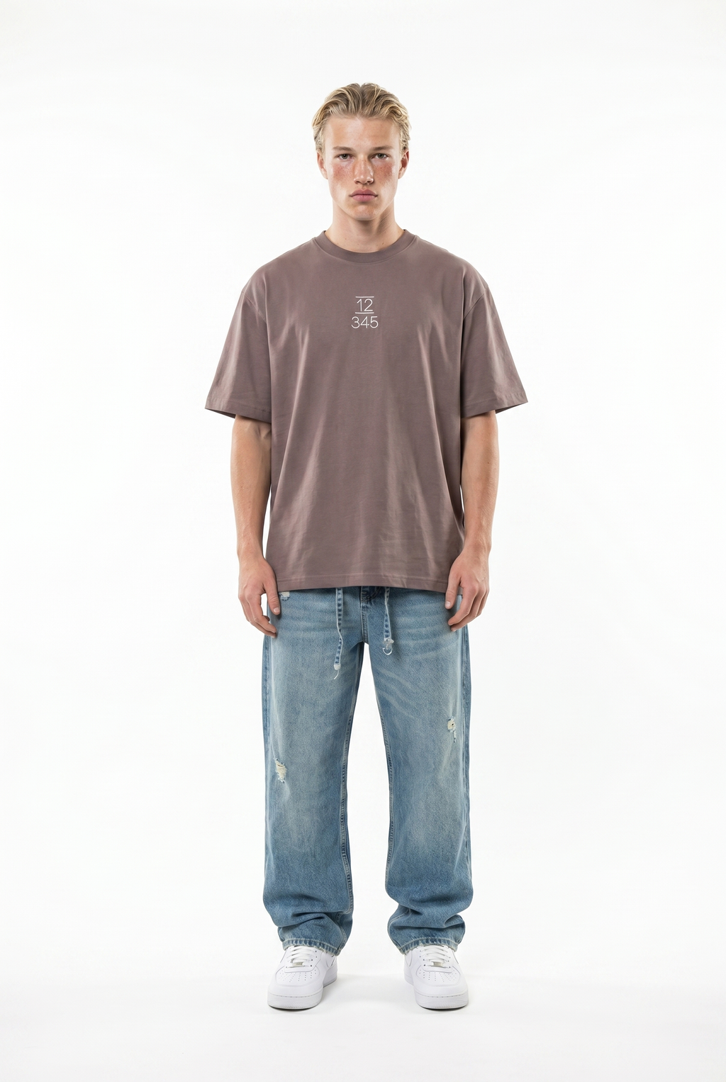 Embroidered Oversized T-Shirt Brown