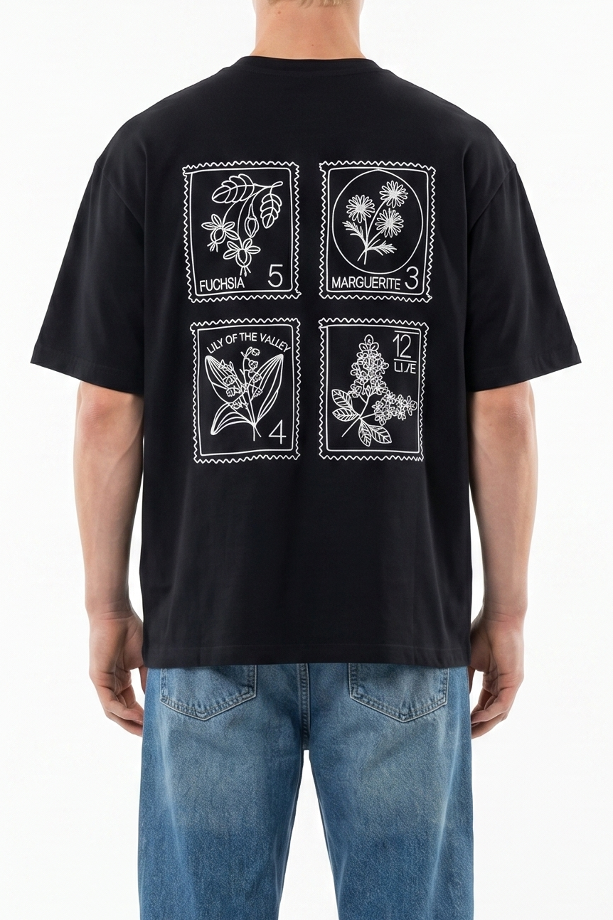 Embroidered Oversized T-Shirt Black