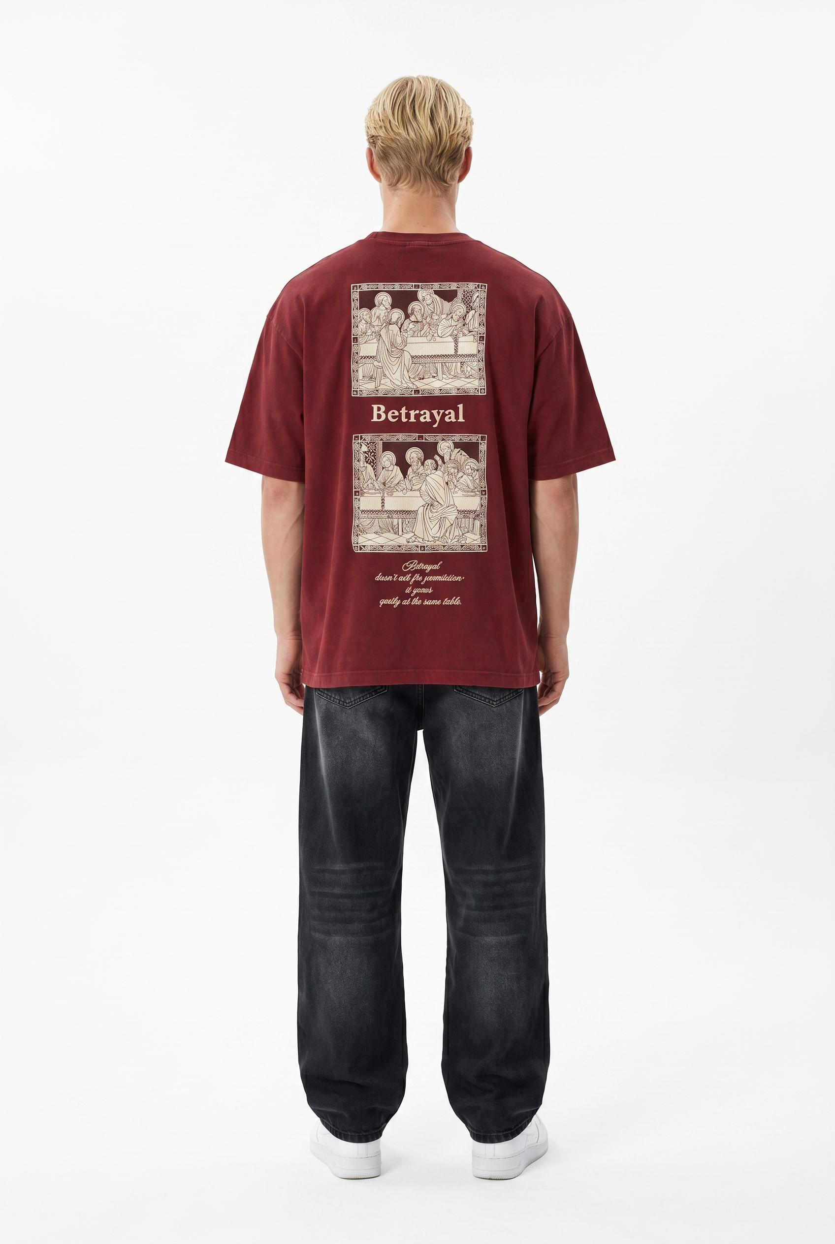 Betrayal Washed Oversized T-Shirt Burgundy