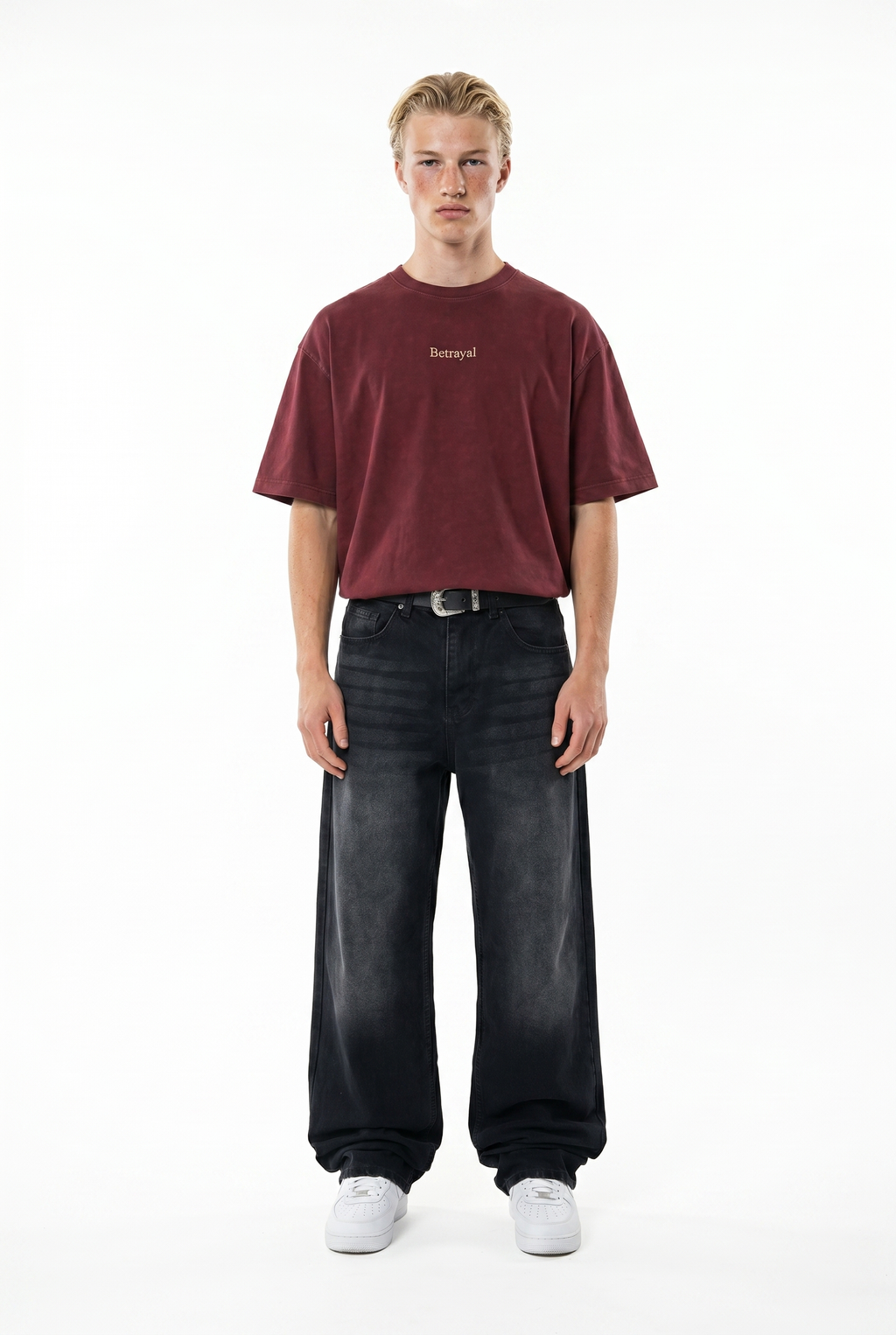 Betrayal Washed Oversized T-Shirt Burgundy