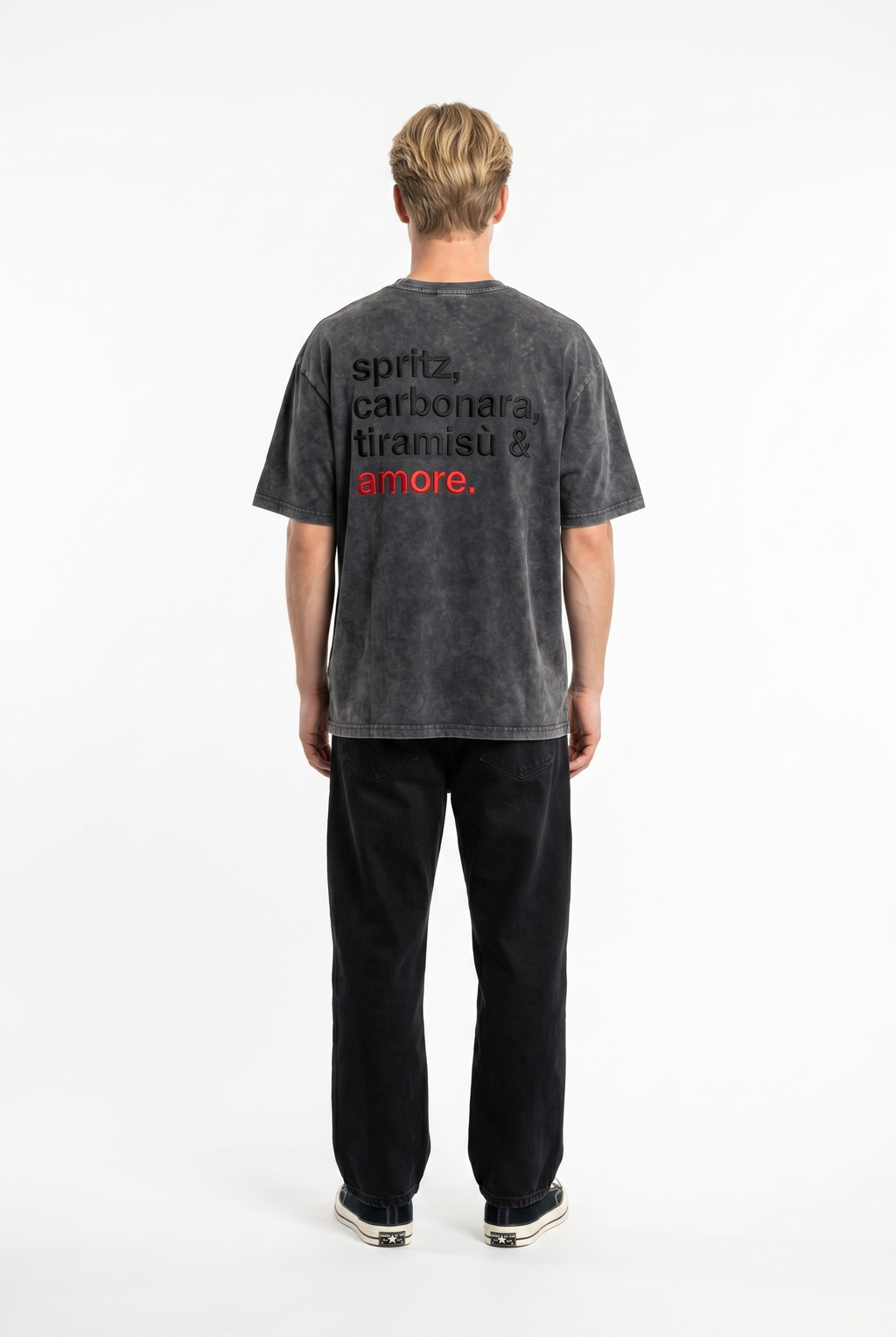 Amore Washed Oversized T-Shirt Black