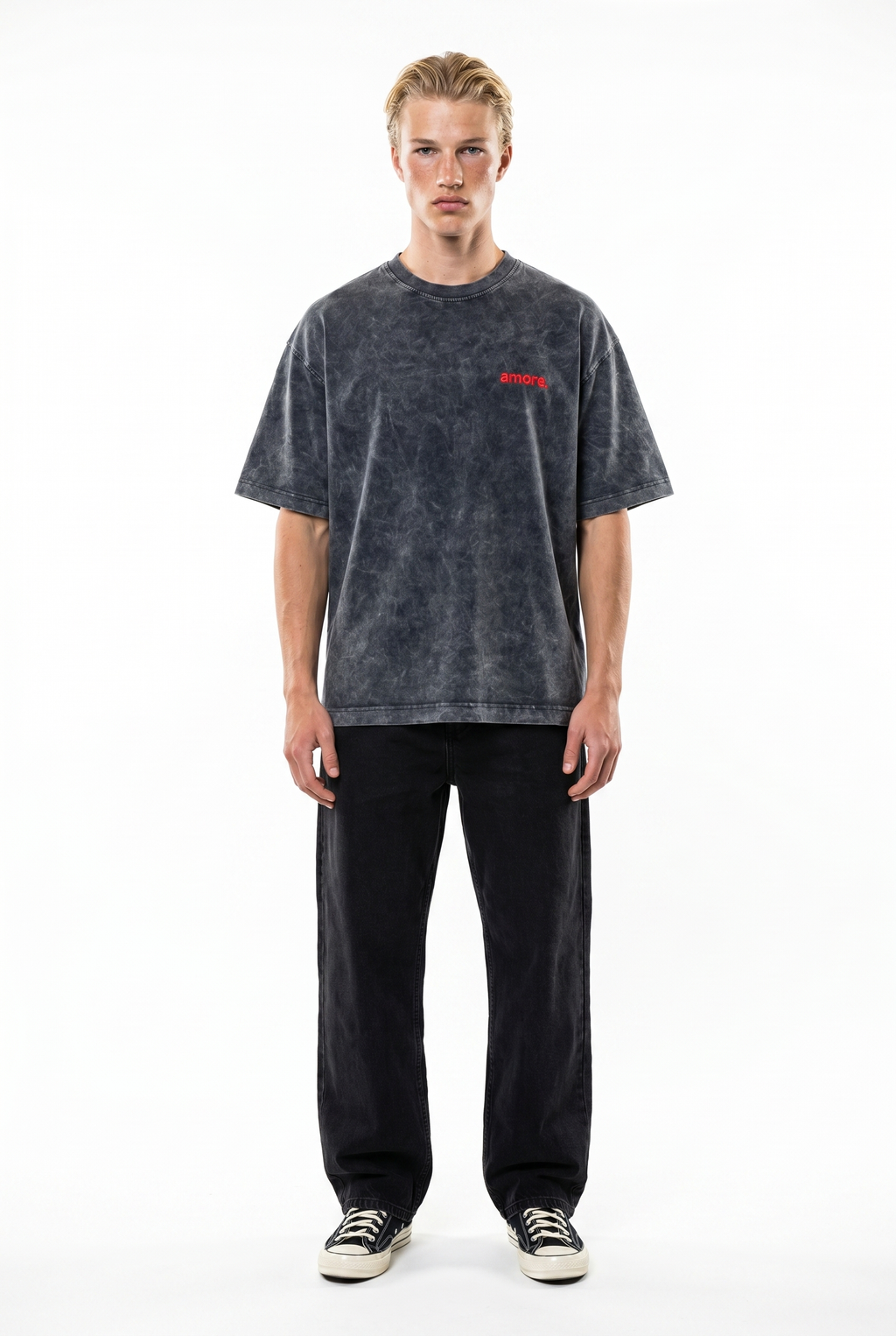 Amore Washed Oversized T-Shirt Black
