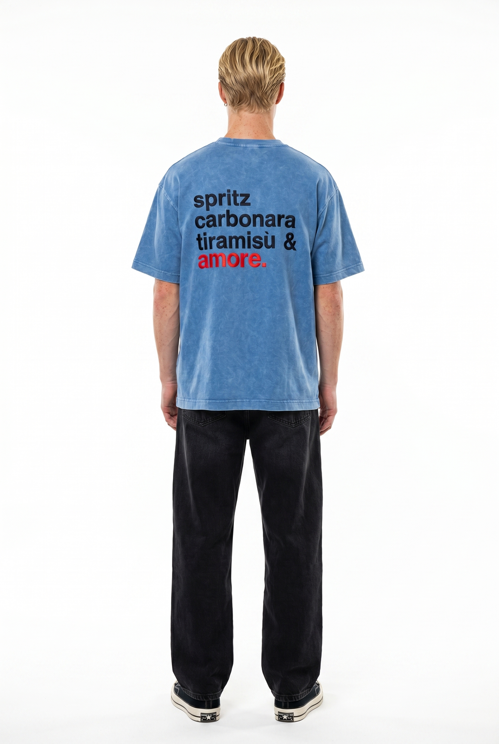 Amore Washed Oversized T-Shirt Blue